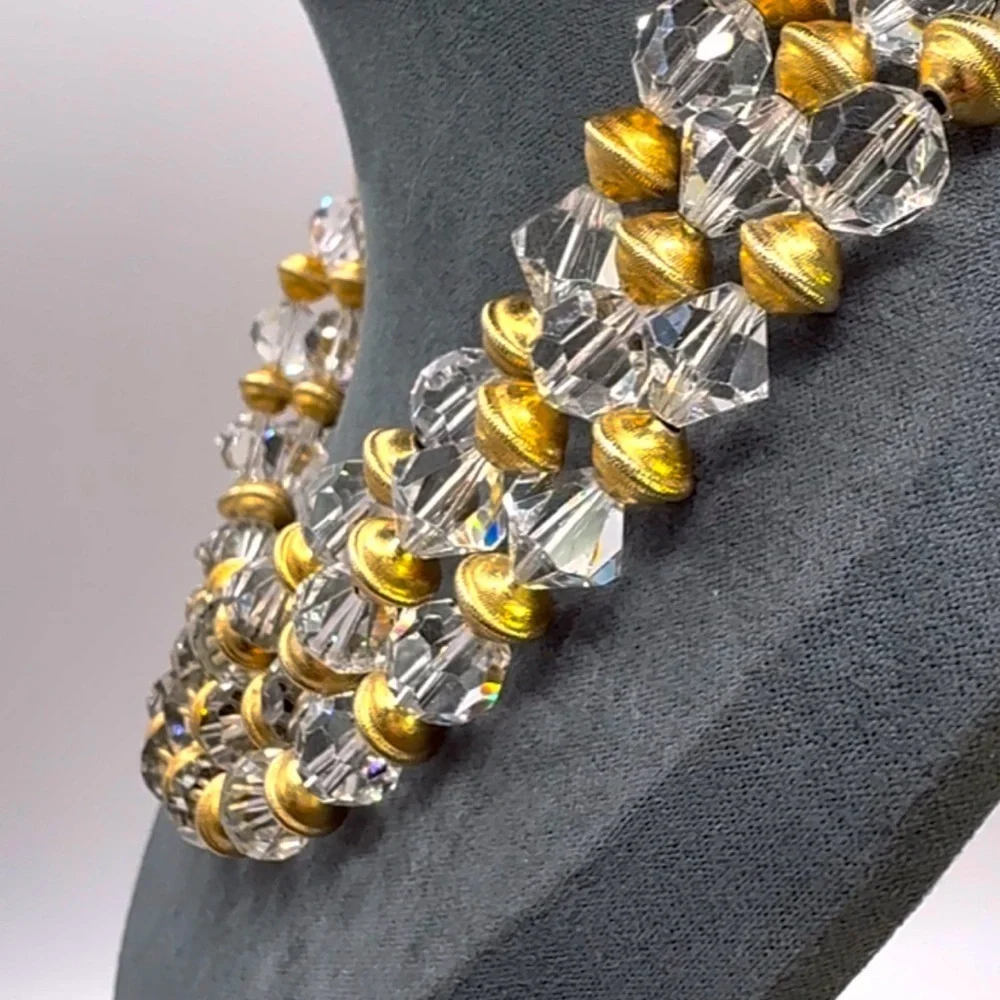 Vintage Crystal necklace with gold
